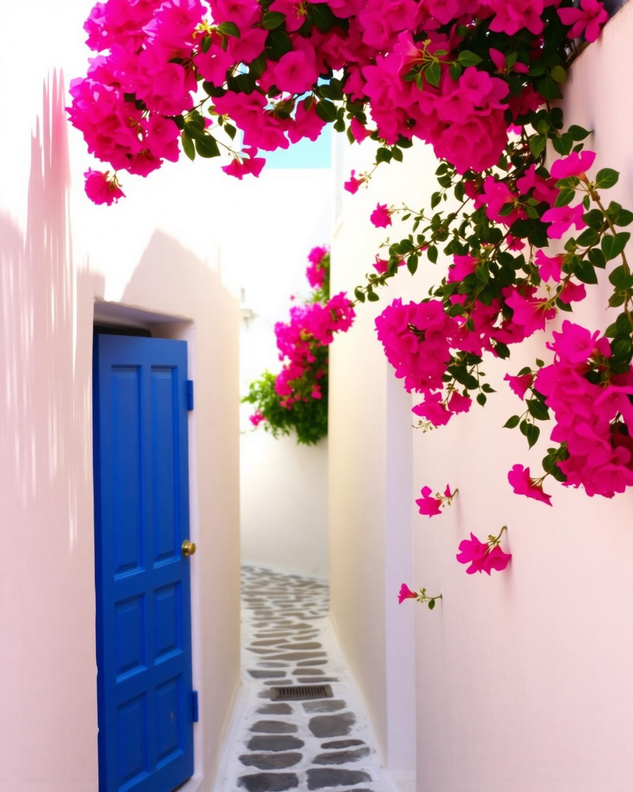 Bougainvillea-covered alley